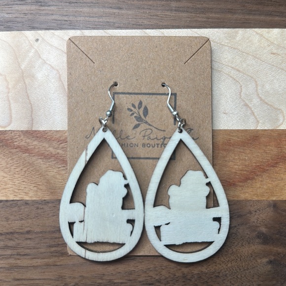 Halloween Wooden Earrings Welcome Jack-O-Lantern Pumpkin Witch Fall - Picture 2 of 3